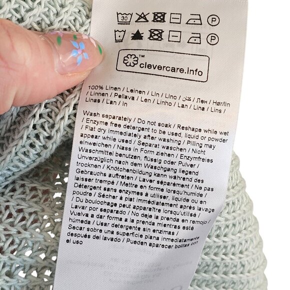 Part Two Etrona Linen Knit Blue Long Sleeve Sweater Sz L - Picture 7 of 8